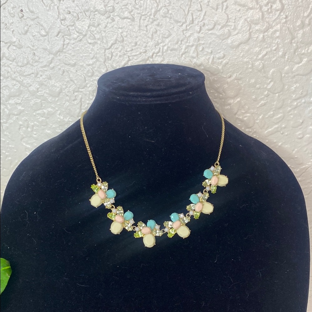 J. Crew Blue and White Floral Necklace